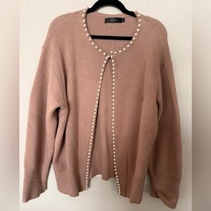 Elegant Pearl-Trimmed Cardigan